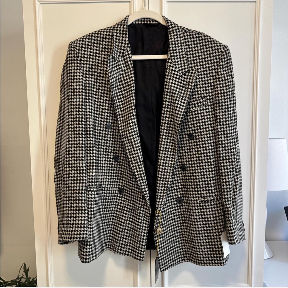 Black and White Houndstooth Blazer